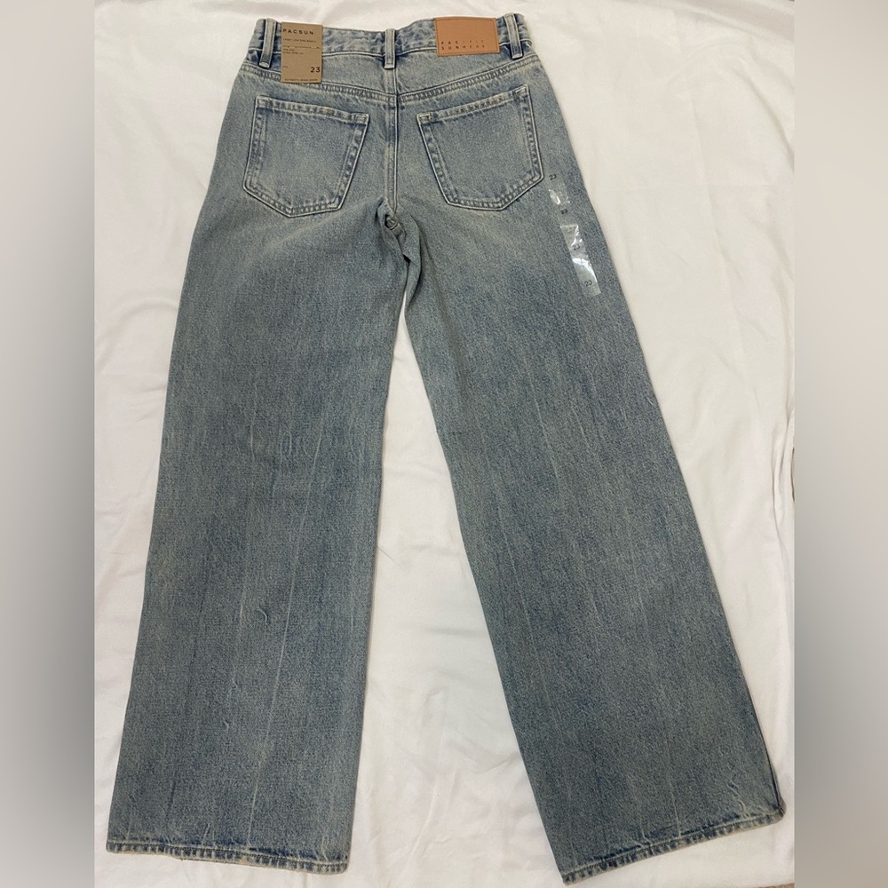 NWT PacSun Washed Blue Denim Jeans with Branded Button, Size 23